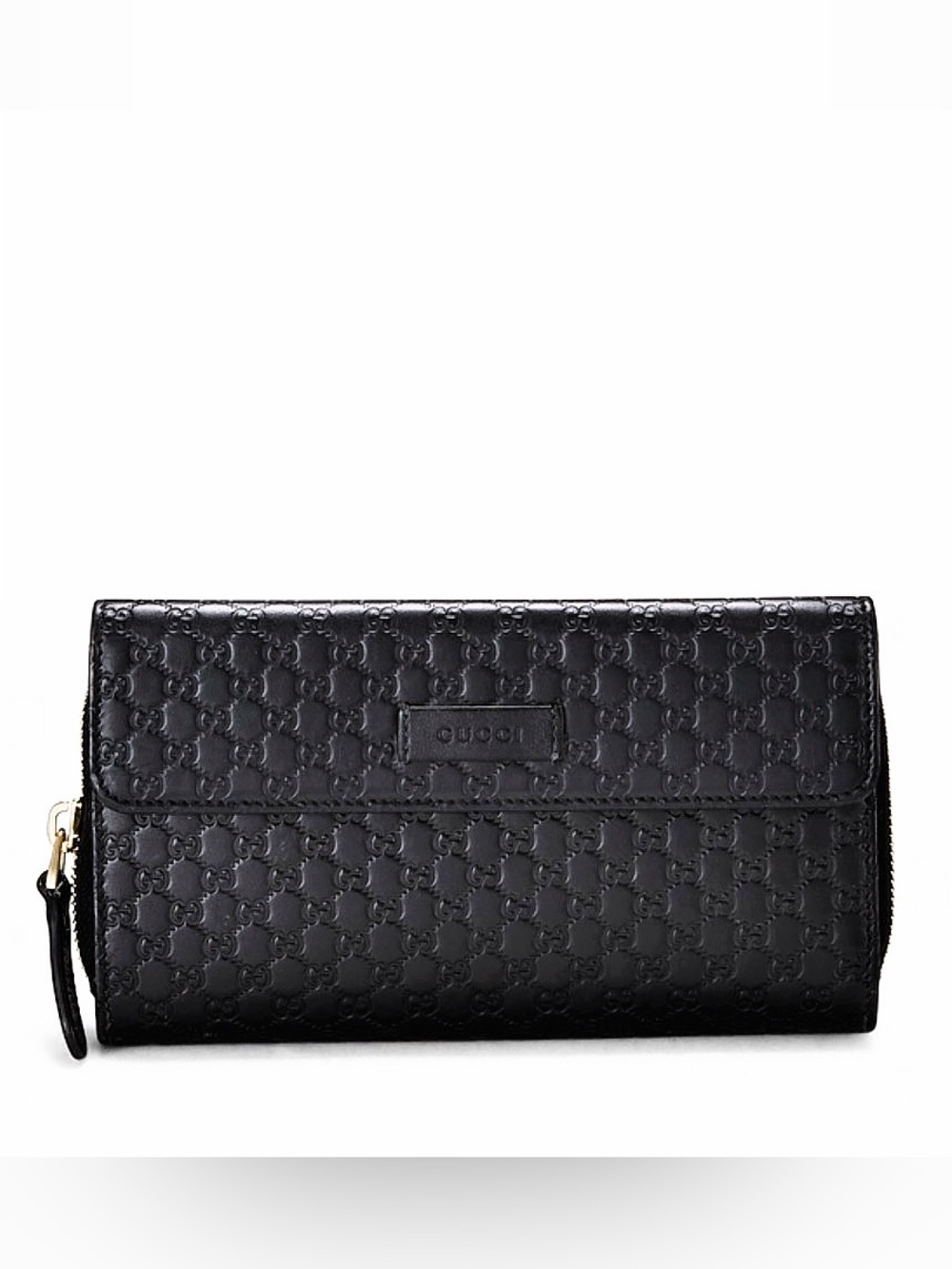 Gucci Black Leather Microguccissima Flap Continental Wallet